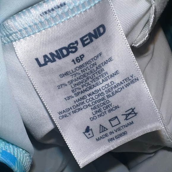 Land’s End Scoop Neck One Piece Floral Plaid Swimsuit Plus Petite Size 16P EUC - Picture 8 of 9